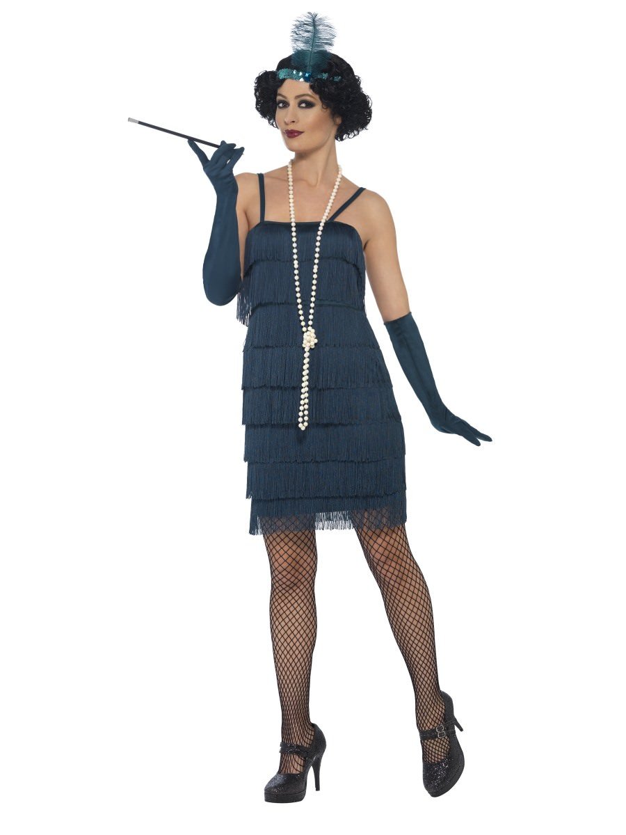 Flapper Costume, Teal Green, with Short Dress
