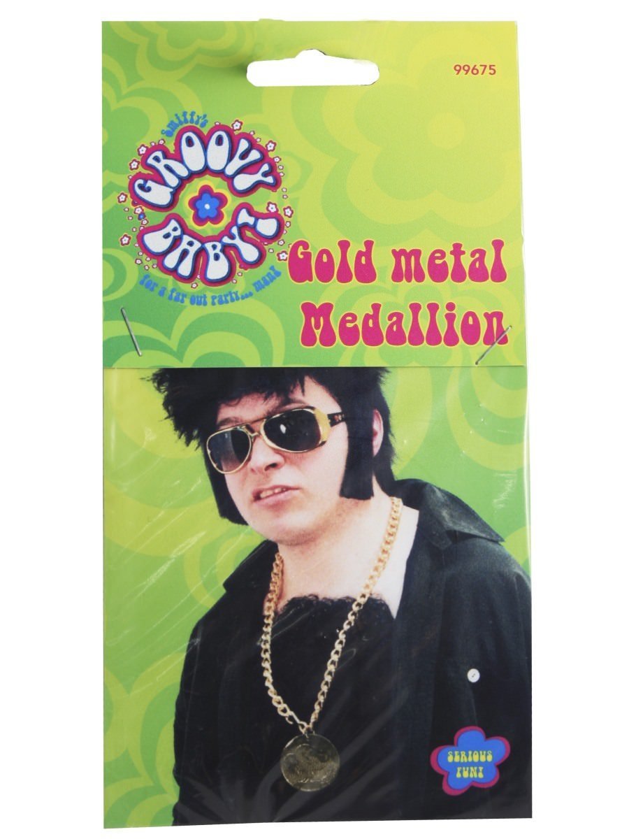 Gold Metal Medallion On Chain Alternative View 1.jpg