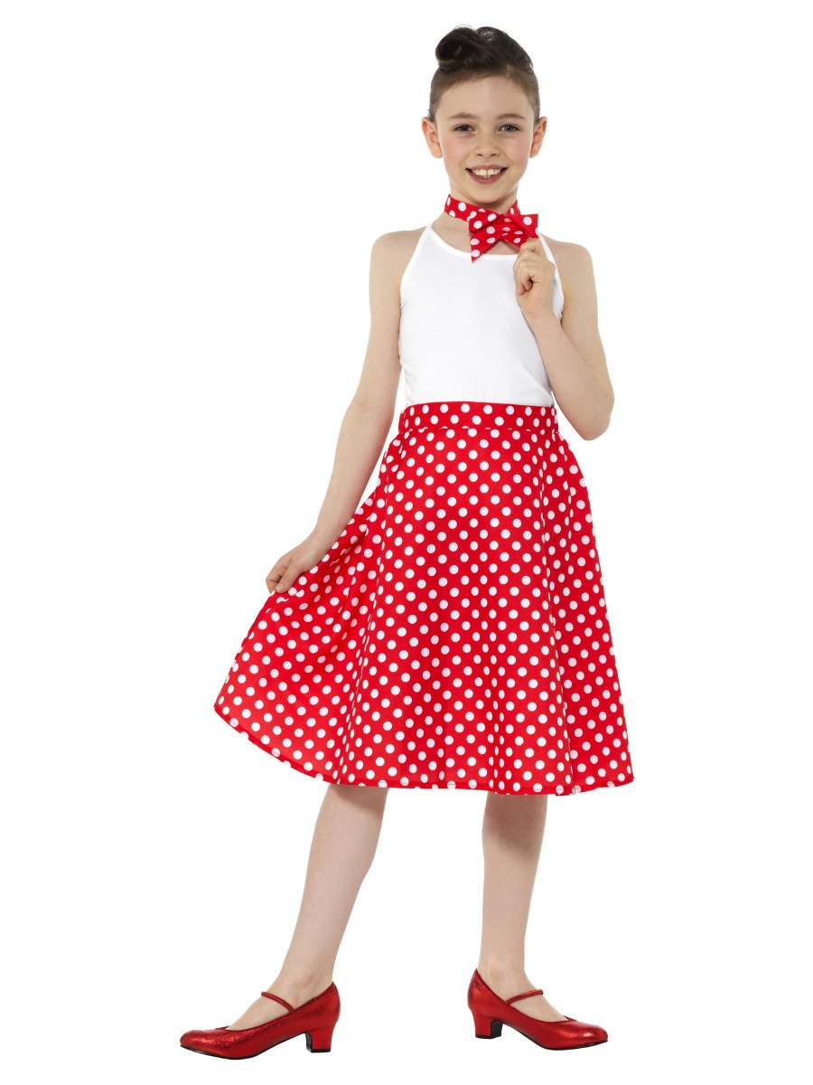 Kids Red 50s Polka Dot Skirt