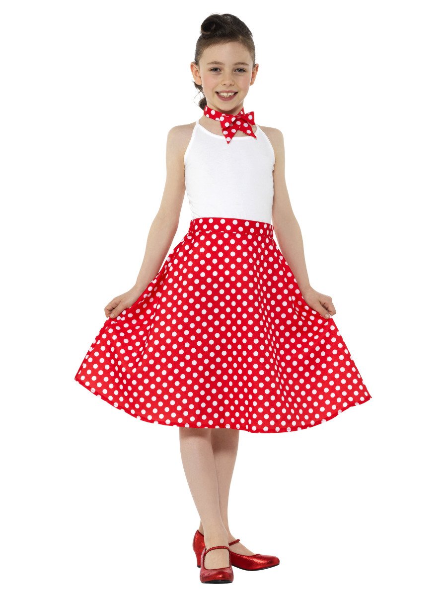 Kids Red 50s Polka Dot Skirt