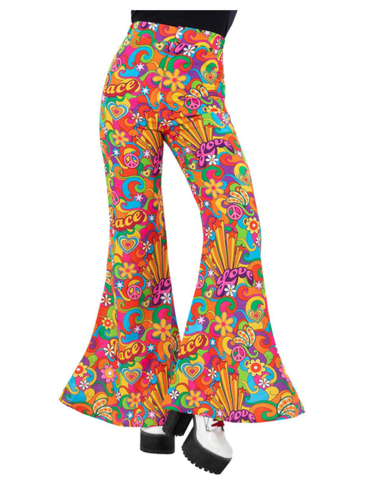 Ladies Rainbow Peace Flared Trousers