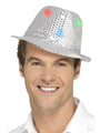 Light Up Sequin Trilby Hat, Silver