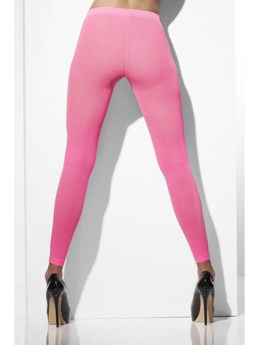 Opaque Footless Tights, Neon Pink