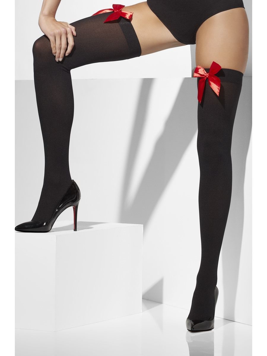 Opaque Hold-Ups, Black, with Red Bows Alternative View 1.jpg