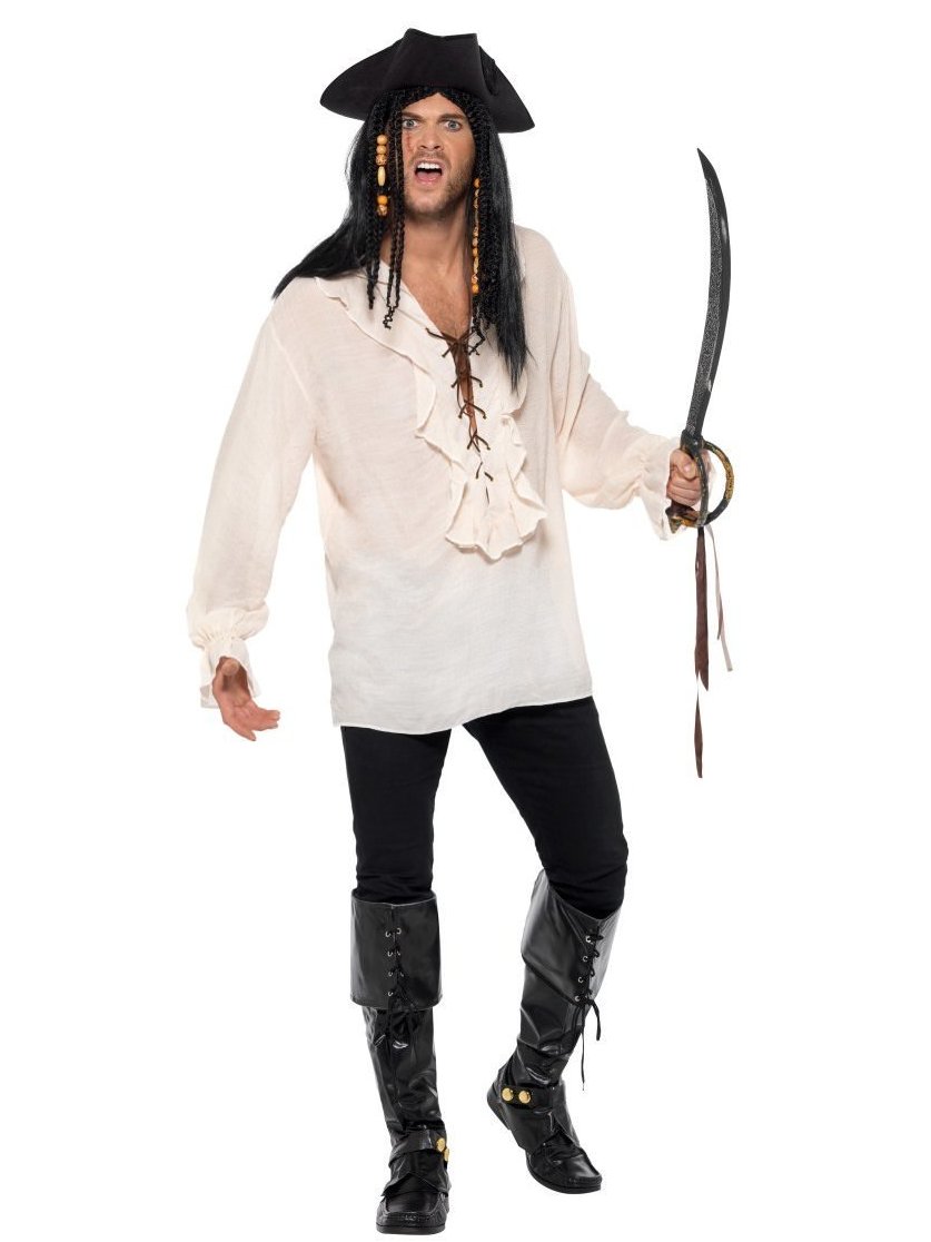 Pirate Shirt, Ivory, with Lace Up Front