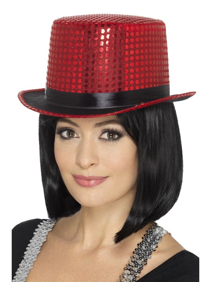 Sequin Top Hat, Red Alternative View 1.jpg