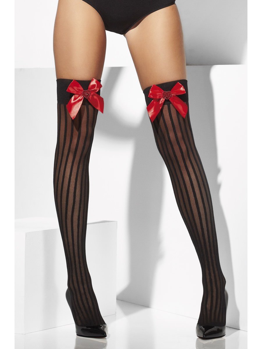 Sheer Hold-Ups, Black, Red Bows and Sequin Hearts Alternative View 1.jpg