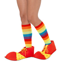 image of red and yellow spotty clown shoe covers
