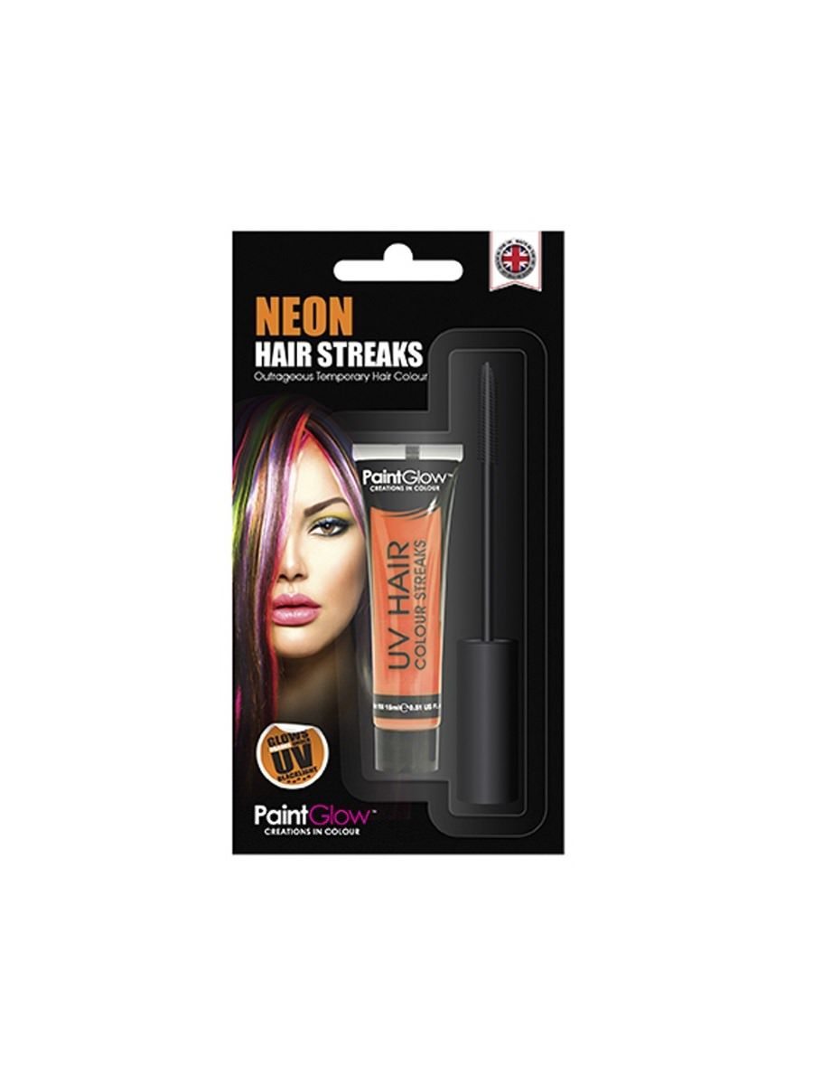 UV Hair Colour Streaks, Orange, 15ml, Blister Pack